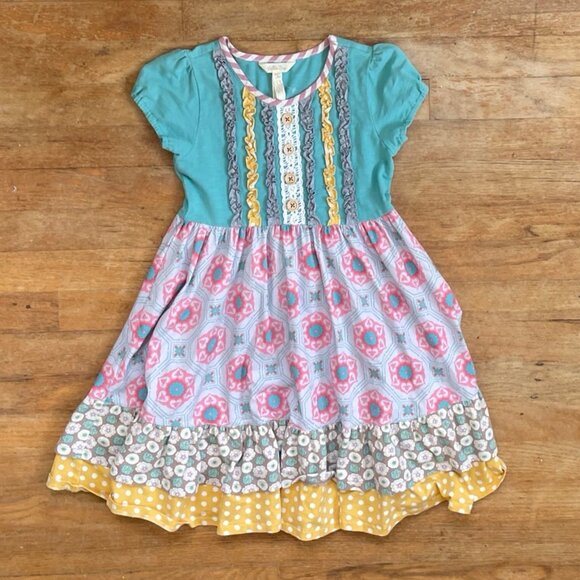 Matilda Jane Dress Little Girls Size 8 Multi Color Ruffles Cotton Blend - Picture 1 of 4